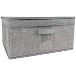 Faltbare Stoff Aufbewahrungsbox mit Deckel, Grau, 39x28x19cm – Ideale Textilb...
