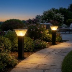 2er-Set Premium Solar Säulen-Wegeleuchte 60cm aus Aluminium in Schwarz, 300lm...