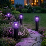 4er-Set Solar Gartenlampe mit Mückenvernichter aus Edelstahl, 2in1 LED Wegele...