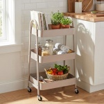 Robuster Küchenwagen Taupe: 3-Etagen Servierwagen aus Metall für Küche, Bad &...