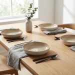 Speiseteller 4er-Set Ø22,5 x 5 cm aus robustem Steinzeug, Sandfarbe - Esstell...