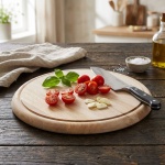 Edles Schneidebrett rund 25cm - hochwertiges Holz-Frühstücksbrett, Tranchierb...