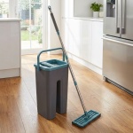 Wischmopp und Eimer mit Auswringer Set, Doppelfach-Eimer für sauberes Wasser,...