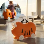Robuster Kinder Trolley Hartschalenkoffer Orange – Stabiler Koffer mit Sitzfu...