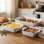 3-teiliges Auflaufformen-Set aus Steinzeug, rechteckig & robust - Ofenfestes ...