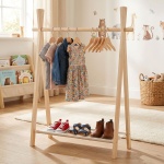 Kinder Kleiderständer Holz FSC 100% - 80x30x100 cm - Kindergarderobe mit Schu...