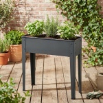 Modernes Mini Hochbeet Anthrazit Stahl 75x26,5x75 cm, erhöhter Pflanzkasten K...