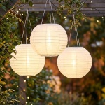 3er-Set Grosser Solar Lampion, Ø 40 cm – Wetterfeste LED Kugel hängend für Ga...