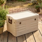 Faltbare Aufbewahrungsbox 55L Beige: robuste Klappbox, stapelbarer Ordnungshe...