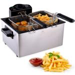 Premium Doppelkorb Fritteuse 5L Edelstahl – 2000W für schnelle, knusprige Erg...