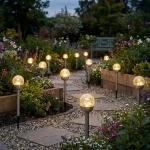 12er-Set Glaskugel Solarleuchte, Edelstahl: 4 LED Kupferdraht, wetterfest & d...