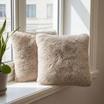 2er-Set Flauschiges Dekokissen 45x45 cm - Traumhaft weicher Kissenbezug in Fe...