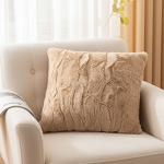Flauschiges Kuschelkissen 45x45 cm - Traumhaft weiches Dekokissen, Sandfarbig...