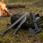 Survival Set - Beil, Messer & Machete mit 3 Gürtelscheiden, Wetzstein & Profi...