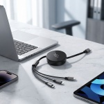 3in1 Roll-Ladekabel: 100W Power für Android & iPhone. 1m ausziehbar, extrem r...