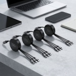 4er-Set 3in1 Roll-Ladekabel: 100W Power für Android & iPhone. 1m ausziehbar, ...