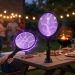 2er-Set Elektrische Fliegenklatsche mit Akku & UV-Licht - Mückenfänger für op...
