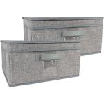 2er-Set Faltbare Stoff Aufbewahrungsbox mit Deckel, Grau, 39x28x19cm – Ideale...