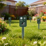 4er-Set Ultraschall Tiervertreiber mit PIR-Sensor & LED Blitzlicht - 13,5-45,...