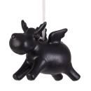 Deko Rentier Porzellan schwarz mit Flügeln - zum Aufhängen - ideal für Weihna...