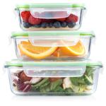 3er-Set Borosilikatglas-Frischhaltedosen 370/640/1050 ml mit Dampfauslass – A...