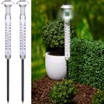 2er-Set Solar 2-in-1 Thermometer & Leuchte 6-8h Kaltweiss - Erdspiess & Wand-...
