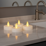 XL LED Teelichter mit Timer im 4er-Set, realistischer Flackereffekt in warmwe...