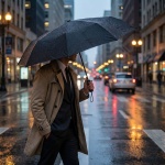 Kompakter Automatik-Regenschirm in Schwarz - Ø 95cm - Windfester Taschenschir...