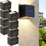 8er Set LED Solar Wandleuchte für Aussen: Warmweiss/Kaltweiss Garten-Lampe mi...
