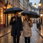 2er-Set Kompakter Automatik-Regenschirm in Schwarz - Ø 95cm - Windfester Tasc...