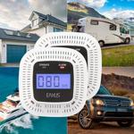 2er-Set Digitaler Kohlenmonoxid-Detektor, CO-Melder mit LCD-Anzeige, optische...