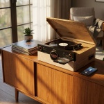 Retro Musikanlage: Plattenspieler, DAB+/FM Radio, CD, Kassette, Bluetooth 5.3...