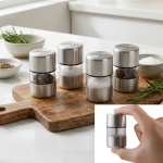 4er-Set Mini Salz- Pfeffermühle Set aus Edelstahl mit Keramikmahlwerk - Gewür...