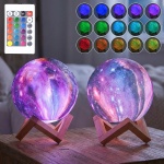 2er-Set 3D Galaxy Mond Lampe 15cm mit 16 Farben – Dimmbare LED Mondlampe inkl...