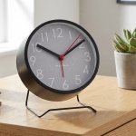 Lautloser Analoger Wecker in Schwarz – Kompakter Retro Tischwecker ohne Ticke...