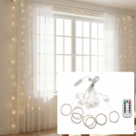 Eleganter LED-Lichtervorhang 3x3m, 300 warmweisse LEDs: Fernbedienung, 8 Modi...