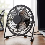 Kompakter USB Tischventilator aus Metall in Schwarz, Mini Ventilator für Büro...