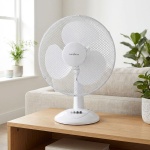 Leistungsstarker Tischventilator Weiss – Ventilator mit Oszillation & 3 Stufe...