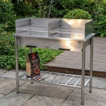 Edelstahl Holzkohlegrill für die Outdoorküche - Doppel-Grillrost getrennt höh...