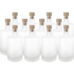 12er Set Glasflaschen 500ml mit Korkenverschluss - Matte Likörflaschen aus Gl...