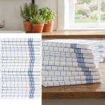 20er-Set Geschirrtücher aus 100% Baumwolle, 50x70 cm - Blau Kariert - Saugsta...