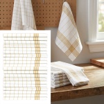 20er-Set Geschirrtücher aus 100% Baumwolle, 50x70 cm - Gelb Kariert - Saugsta...