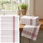 20er-Set Geschirrtücher aus 100% Baumwolle, 50x70 cm - Rot Kariert - Saugstar...