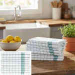 10er-Set Geschirrtücher aus 100% Baumwolle, 50x70 cm - Grün Kariert - Saugsta...