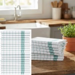 20er-Set Geschirrtücher aus 100% Baumwolle, 50x70 cm - Grün Kariert - Saugsta...