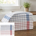 10er-Set Geschirrtücher aus 100% Baumwolle, 50x70 cm - Rot/Blau Kariert - Sau...
