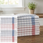 20er-Set Geschirrtücher aus 100% Baumwolle, 50x70 cm - Rot/Blau Kariert - Sau...