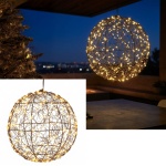 Traumhafte LED Lichtkugel schwarz 25cm: warmweisse Micro LEDs für Balkon & Wo...