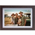 10,1" WLAN Fotorahmen Dunkles MDF-Holz: Brillantes IPS-Touch-Display, Frameo ...