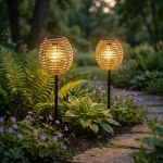 2er-Set Elegante Solar-Steckleuchte für Garten & Terrasse: Robuste LED Solarl...